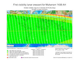 Visibility Map for Muharram 1438 AH (b)