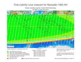 Visibility Map for Ramadan 1443 AH (b)